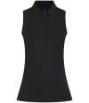H477 Henbury Ladies Sleeveless Coolplus® Polo Shirt Black colour image